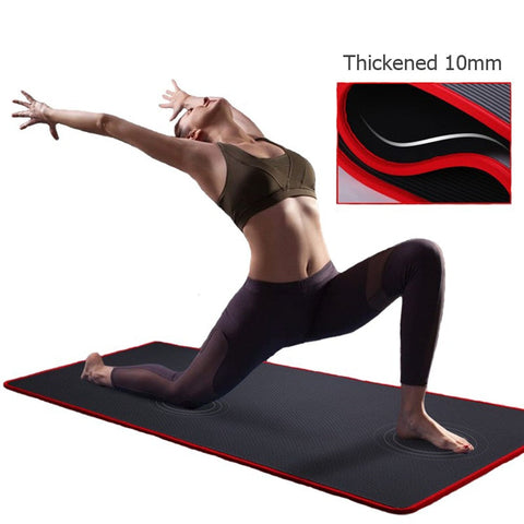 Image of New 10mm Thickened Non slip 183cmX61cm Yoga Mat NBR Fitness Gym Mats Sports Cushion Gymnastic Pilates Pads With Yoga Bag & Strap Yoga Mats