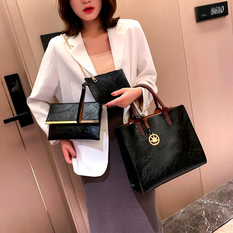 Image of 3pcs/Set Women Composite Bags Ladies Handbags PU Leather Shoulder Messenger Bags Tote Bag Shoulder Bags