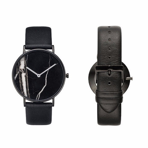 Image of Marble Dial Women Simple Minimal Leather Ladies Watch Minimalist