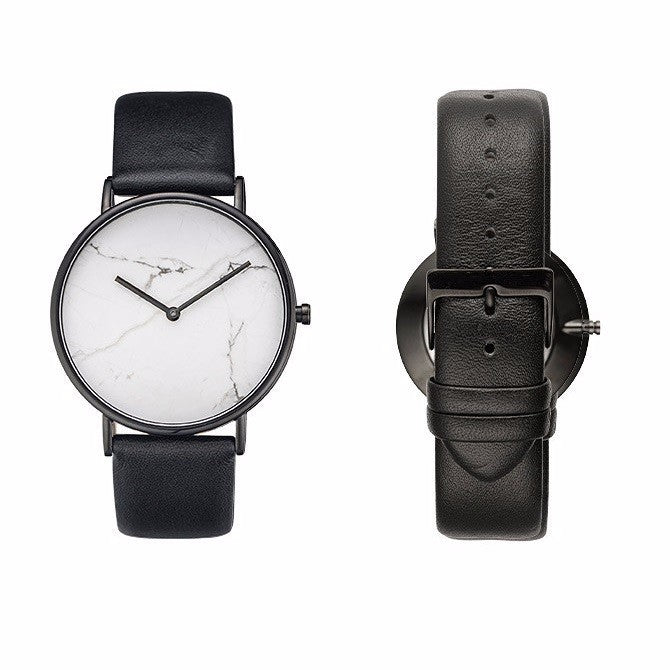 Marble Dial Women Simple Minimal Leather Ladies Watch Minimalist