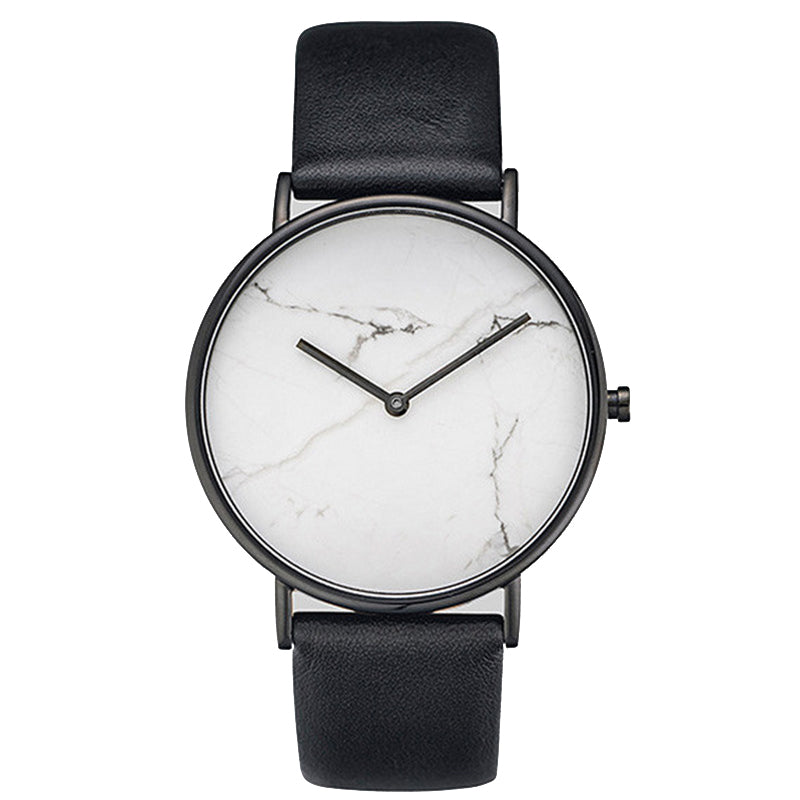 Marble Dial Women Simple Minimal Leather Ladies Watch Minimalist