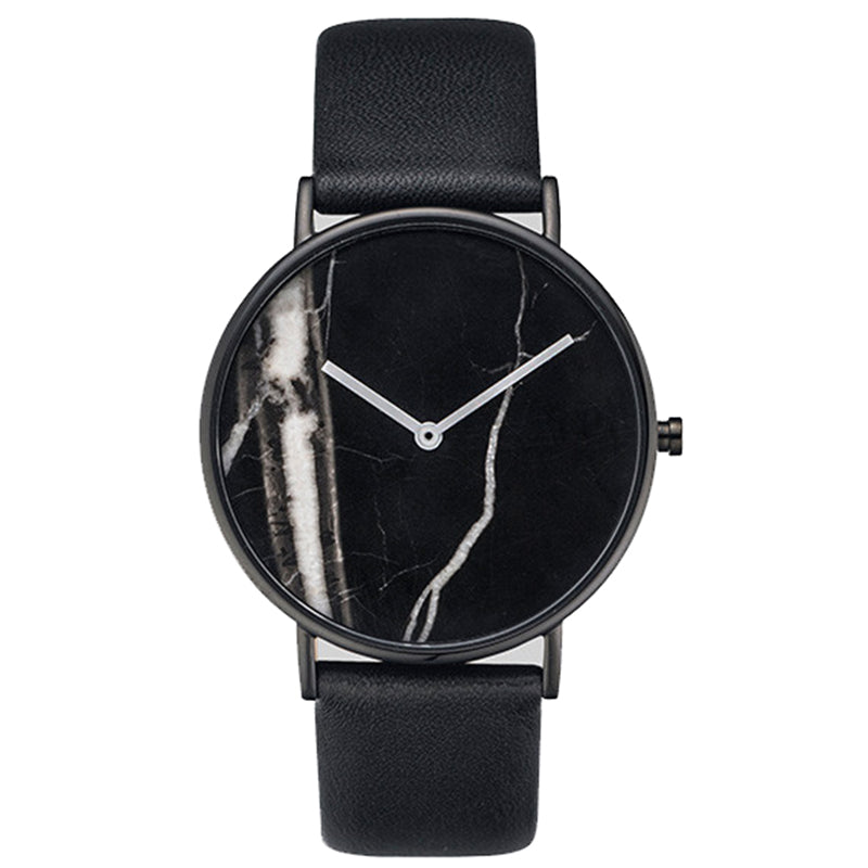 Marble Dial Women Simple Minimal Leather Ladies Watch Minimalist