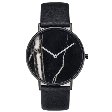 Image of Marble Dial Women Simple Minimal Leather Ladies Watch Minimalist
