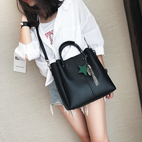 Image of New Casual Tassel Women Bag PU Leather Composite Bags Ladies large Capacity With Messenger Bags