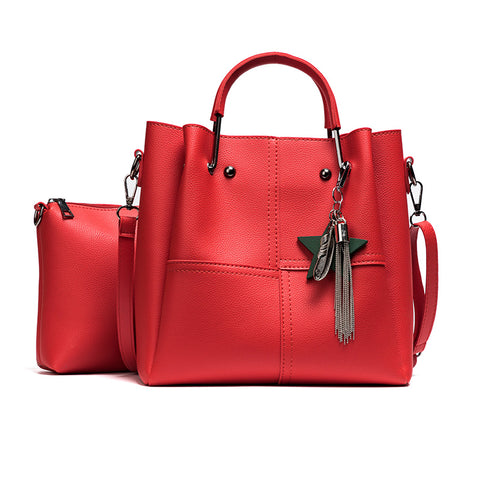 Image of New Casual Tassel Women Bag PU Leather Composite Bags Ladies large Capacity With Messenger Bags