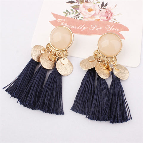 Image of Bohemian Gold & Tassel Dangle Earrings