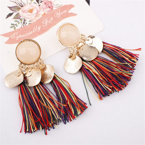 Image of Bohemian Gold & Tassel Dangle Earrings