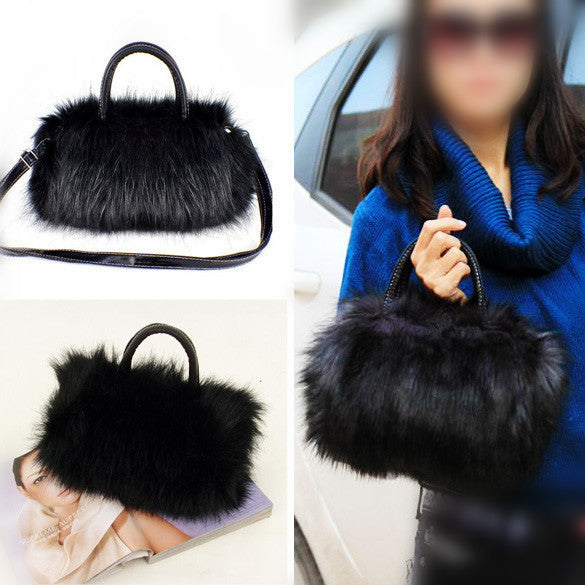 Faux Rabbit Fur bags Small Messenger Bag for Women Cross body Shoulder Strap Bag Winter