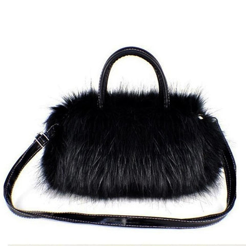 Image of Faux Rabbit Fur bags Small Messenger Bag for Women Cross body Shoulder Strap Bag Winter