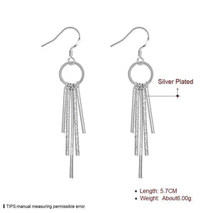 Silver plated Drop Earrings five lines tassel 5.7cm long earrings
