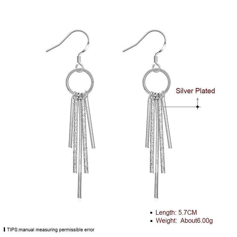 Image of Silver plated Drop Earrings five lines tassel 5.7cm long earrings
