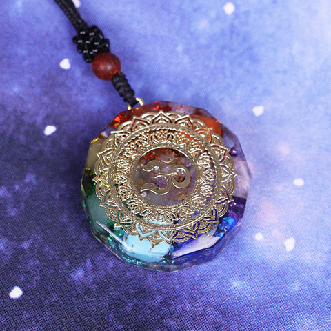 Image of Orgonite Pendant Om Symbol Necklace Chakra Healing Energy Necklace Meditation Jewelry Handmade Professional Dropshipping Pendant Necklaces