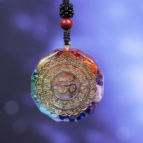 Image of Orgonite Pendant Om Symbol Necklace Chakra Healing Energy Necklace Meditation Jewelry Handmade Professional Dropshipping Pendant Necklaces