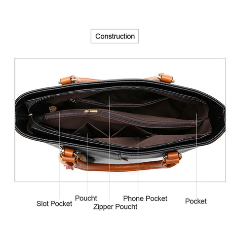 Image of Tassel Tote Bag Women Soft Leather Ladies Handbag Crossbody Messenger Bag