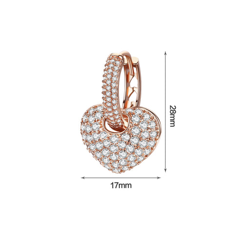 Image of Heart Shape Drop Earrings in 3 Colors with 2 earring looks in one