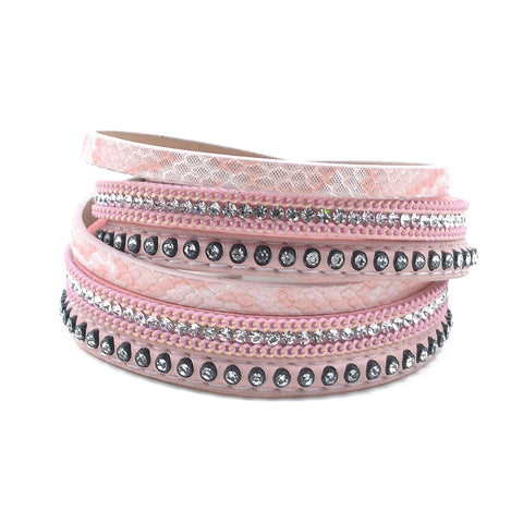 Image of Leather & Rhinestone bangle leather bracelet jewelry - Free Shipping