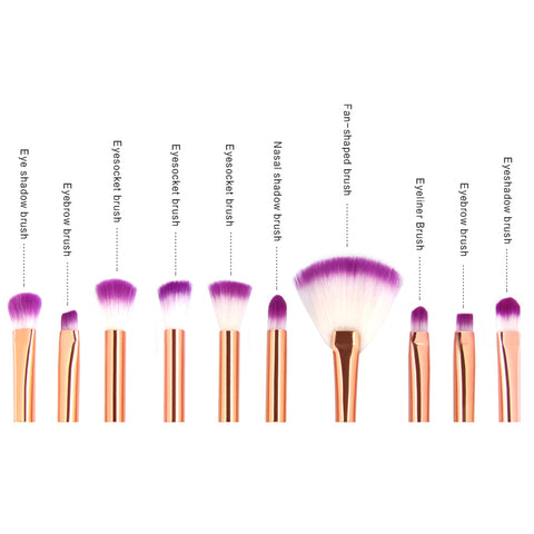 Image of Professional 10 PCS Mermaid Makeup Brushes Set Foundation Blending Powder Eyeshadow Contour Concealer Blush Cosmetic Makeup Tool