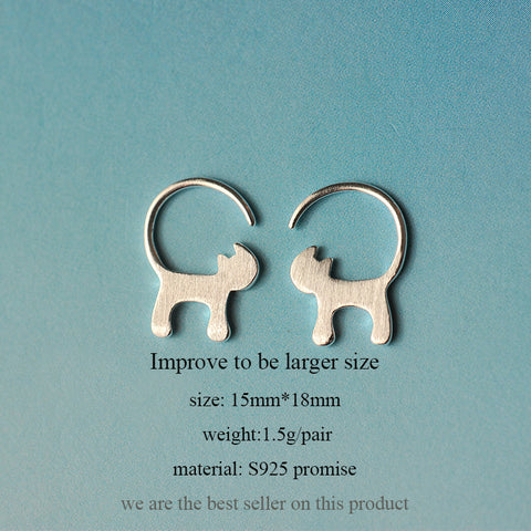 Image of Cat Momma Pure 925 silver Long Tail Cat Earrings