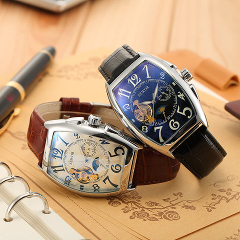 Image of Tourbillon Clock Tonneau Watch Automatic Wristwatch Mechanical