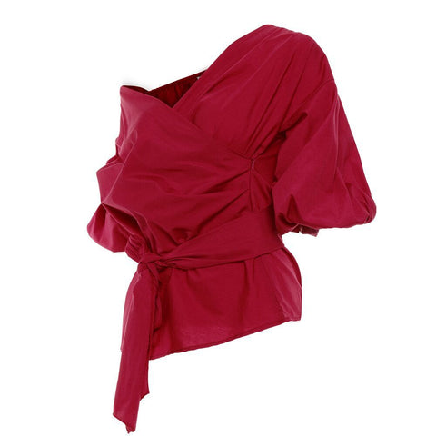 Image of Sexy V neck Off Shoulder Women Crossover Blouse