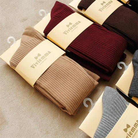Image of Thigh High Striped & Ribbed Sexy Women Cotton Adult Stockings Warm Thigh High Over The Knee Socks Non-slip