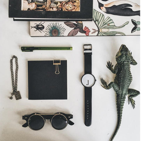 Image of Creative Quartz watch men Casual Black quartz-watch Simple strap