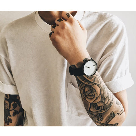 Image of Creative Quartz watch men Casual Black quartz-watch Simple strap
