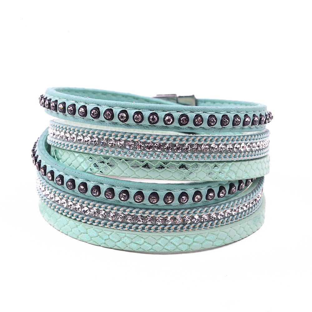 Free Leather & Rhinestone bangle bracelet - (Just pay for Shipping)