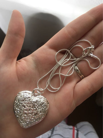 Image of Sand Flower heart Bundle pendant 1mm 18" snake/2mm 20" twist rope necklace chain, bracelet and earrings