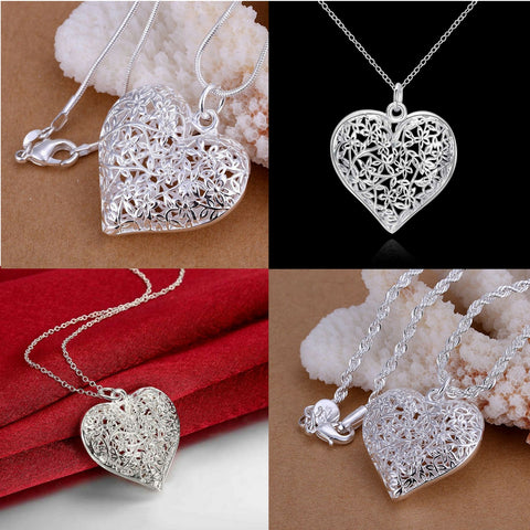 Image of Sand Flower heart Bundle pendant 1mm 18" snake/2mm 20" twist rope necklace chain, bracelet and earrings