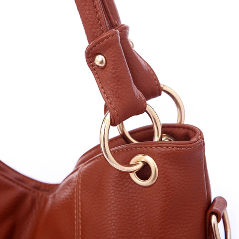 Image of Women High Quality PU Leather Hobos Bags Designer Handbags Top-Handle Messenger Bags Larg Crossbody Casual Tote Bag Sac A Main