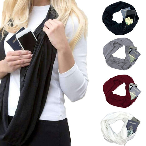 Image of Women Infinity Scarf Zippered Secret Pocket