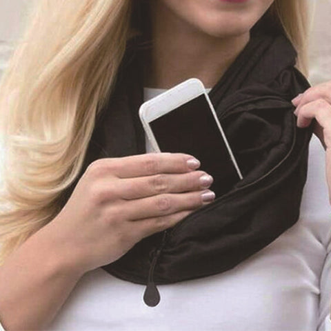 Image of Women Infinity Scarf Zippered Secret Pocket