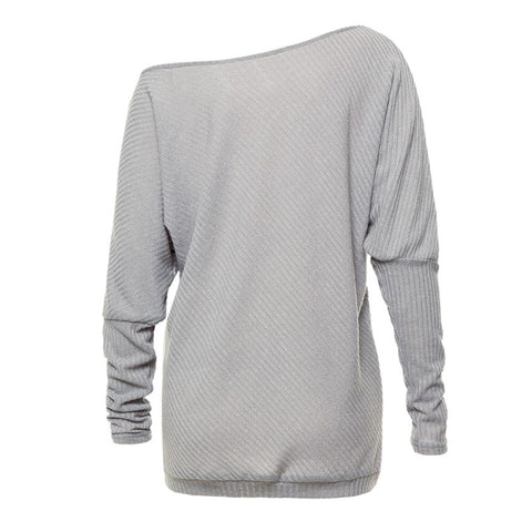 Image of Off Shoulder Oversized Winter Off Shoulder Oversized Knitted Sweaters Ladies Runway Sweaters Winter Tops