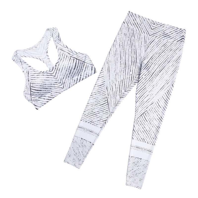 YEL 2017 Compression Fitness Yoga Set Women Sport Costume Stripe Workout Leggings Female Gym Clothes Jogging Running Tracksuit