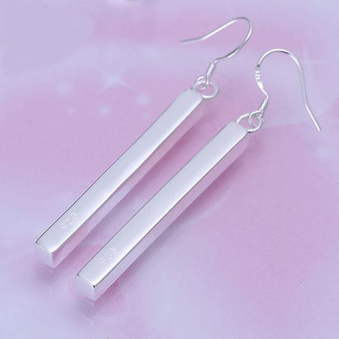 Image of Free Shipping!!Wholesale Silver Plated Earring,Wedding Jewelry Accessories,Fashion Straight Line Long Earrings For Women