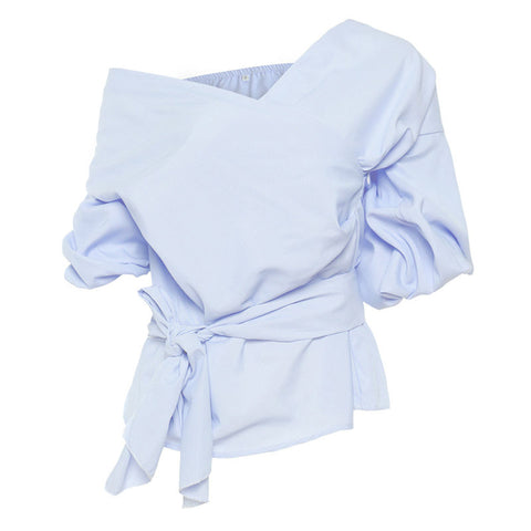 Image of Sexy V neck Off Shoulder Women Crossover Blouse