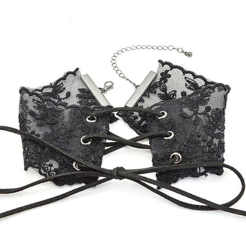 Image of Lace Flower Handmade Lace Up Choker Necklaces