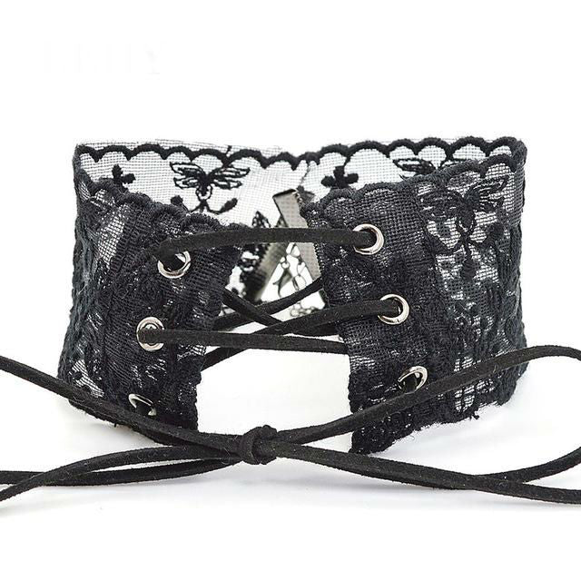 Lace Flower Handmade Lace Up Choker Necklaces