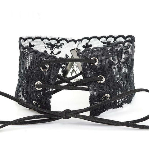 Image of Lace Flower Handmade Lace Up Choker Necklaces