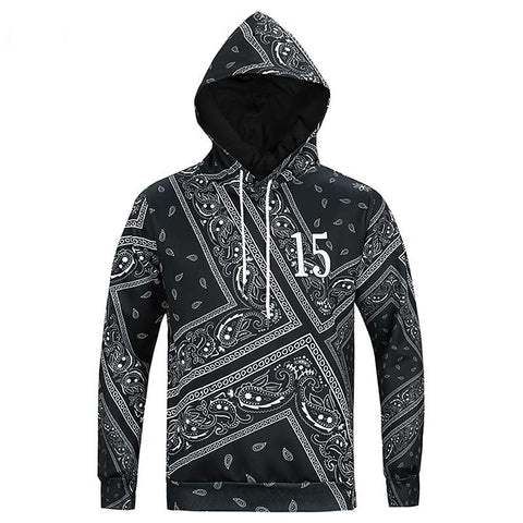 Image of Bandana Sweatshirts Hooded Tops Print Cashew Flowers Casual lovely 3d Hoody Hoodies With Cap