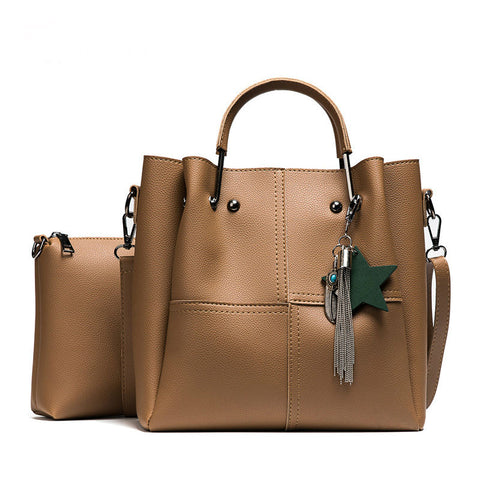 Image of New Casual Tassel Women Bag PU Leather Composite Bags Ladies large Capacity With Messenger Bags