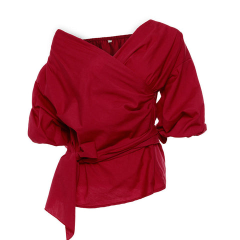 Image of Sexy V neck Off Shoulder Women Crossover Blouse