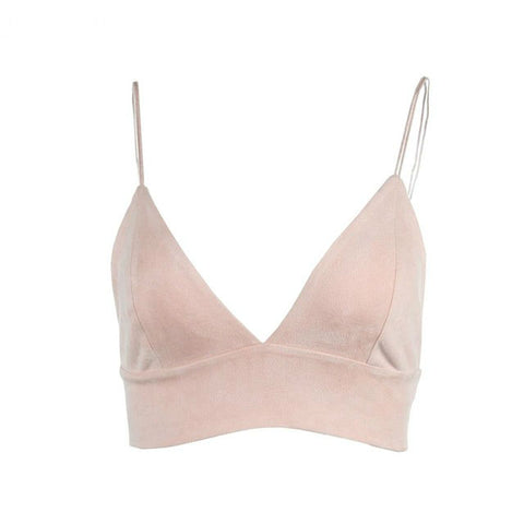 Image of Ultra Suede Camisole Bralette Crop Top Sexy Pink Strappy Suede Cami Camisole Women Tops