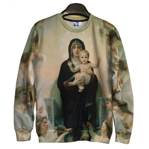 Image of Mr.1991INC Men/Women's 3d Sweatshirts print Great mother Virgin Mary and Jesus cotton hoodies tops