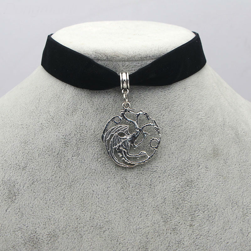 M211 Dongmanli Classic Vintage Ice And Fire Game Of Thrones Daenerys Targaryen Dragon Necklace Badge Link Chain Necklace