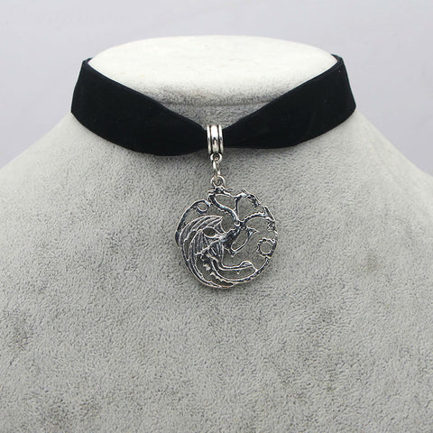 Image of M211 Dongmanli Classic Vintage Ice And Fire Game Of Thrones Daenerys Targaryen Dragon Necklace Badge Link Chain Necklace