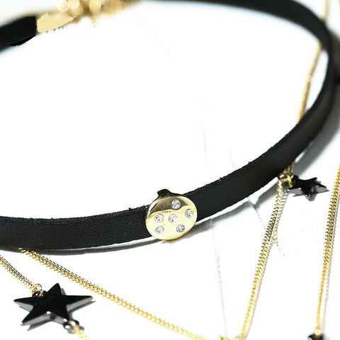 Image of Moon and the Stars Necklace Leather choker necklace jewelry
