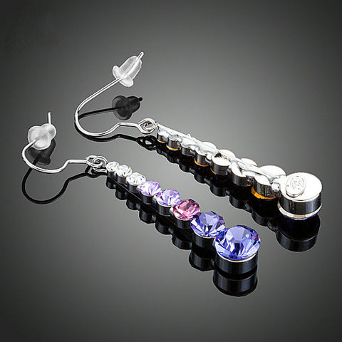 Image of Multicolour Round Stellux Austrian Crystal Drop Earrings