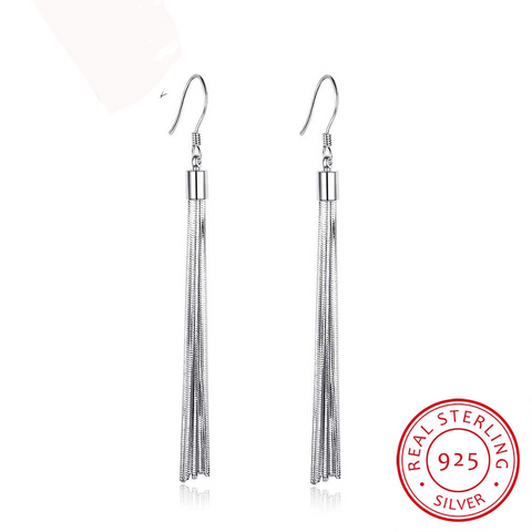 Image of 925 Sterling Silver Tassel Dangle Earrings